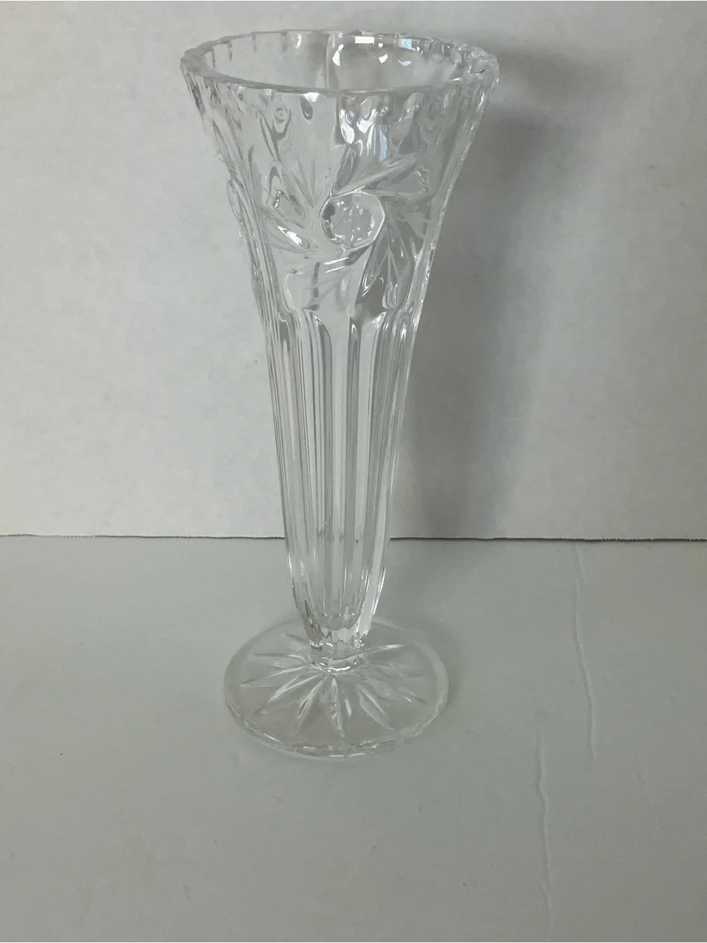 Vintage German Lead Crystal Fluted Pedestal Vase